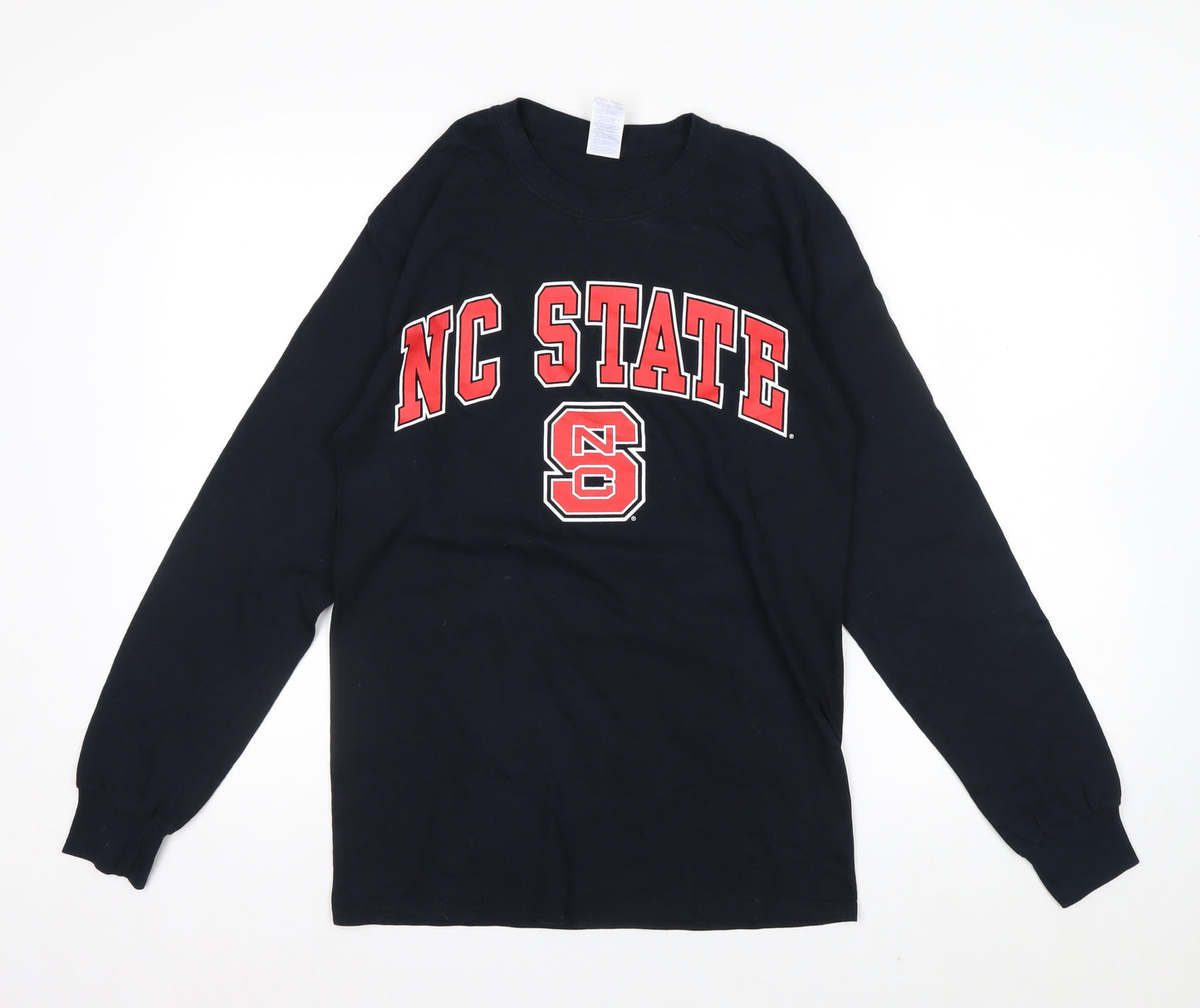 Gildan Men's Black NC State Long Sleeve Cotton Graphic Top Size S