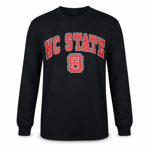 Gildan Men's Black NC State Long Sleeve Cotton Graphic Top Size S