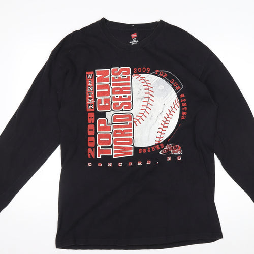 Hanes Men Black L 2009 Top Gun World Series Long Sleeve T-Shirt