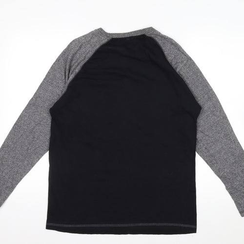 LIS Apparel Men's Black Grey Long Sleeve Nautical Graphic Top Size S