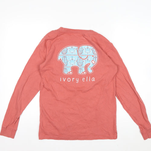 Ivory Ella Womens Pink Long Sleeve Cotton T-Shirt XS