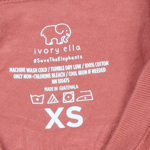 Ivory Ella Womens Pink Long Sleeve Cotton T-Shirt XS