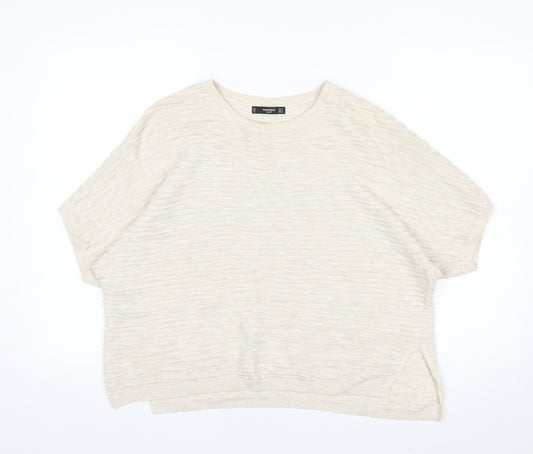Mango Womens Beige Basic Relaxed Fit Short Sleeve T-Shirt Size 12