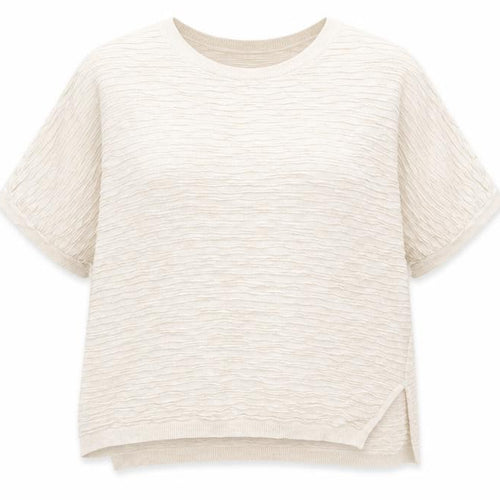 Mango Womens Beige Basic Relaxed Fit Short Sleeve T-Shirt Size 12