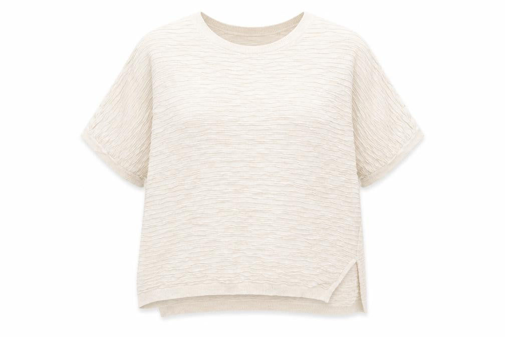 Mango Womens Beige Basic Relaxed Fit Short Sleeve T-Shirt Size 12