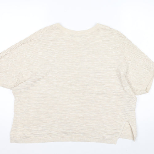 Mango Womens Beige Basic Relaxed Fit Short Sleeve T-Shirt Size 12