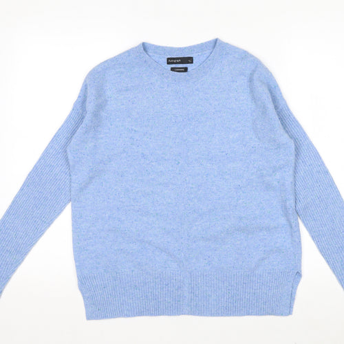 Marks and Spencer Women's Blue Cashmere Crew Neck Jumper Size S
