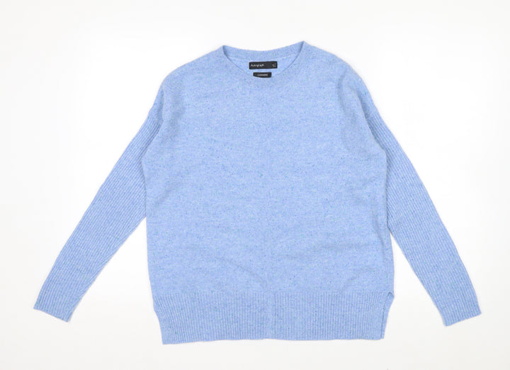 Marks and Spencer Women's Blue Cashmere Crew Neck Jumper Size S