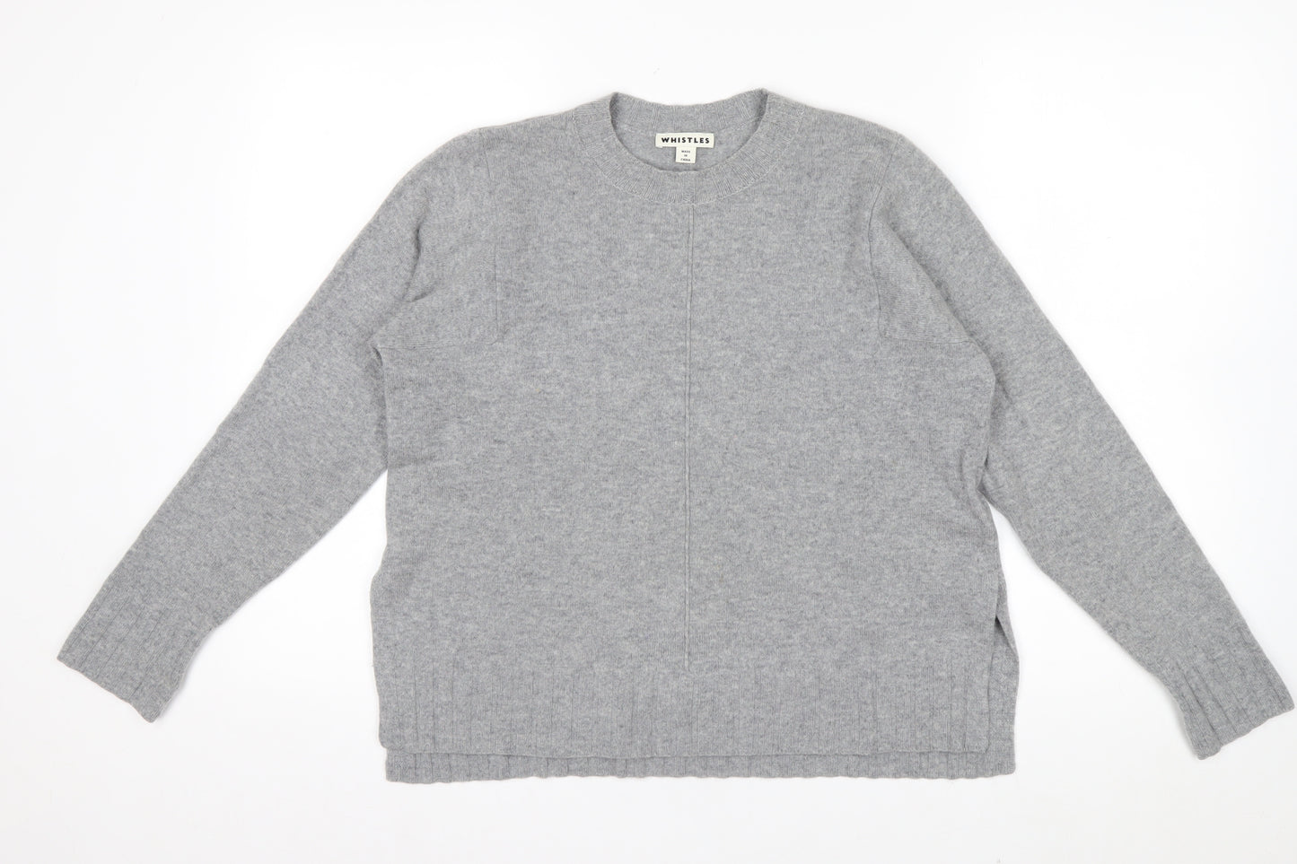 Whistles Women Grey Cashmere Pullover Jumper XS