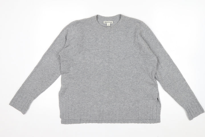 Whistles Women Grey Cashmere Pullover Jumper XS