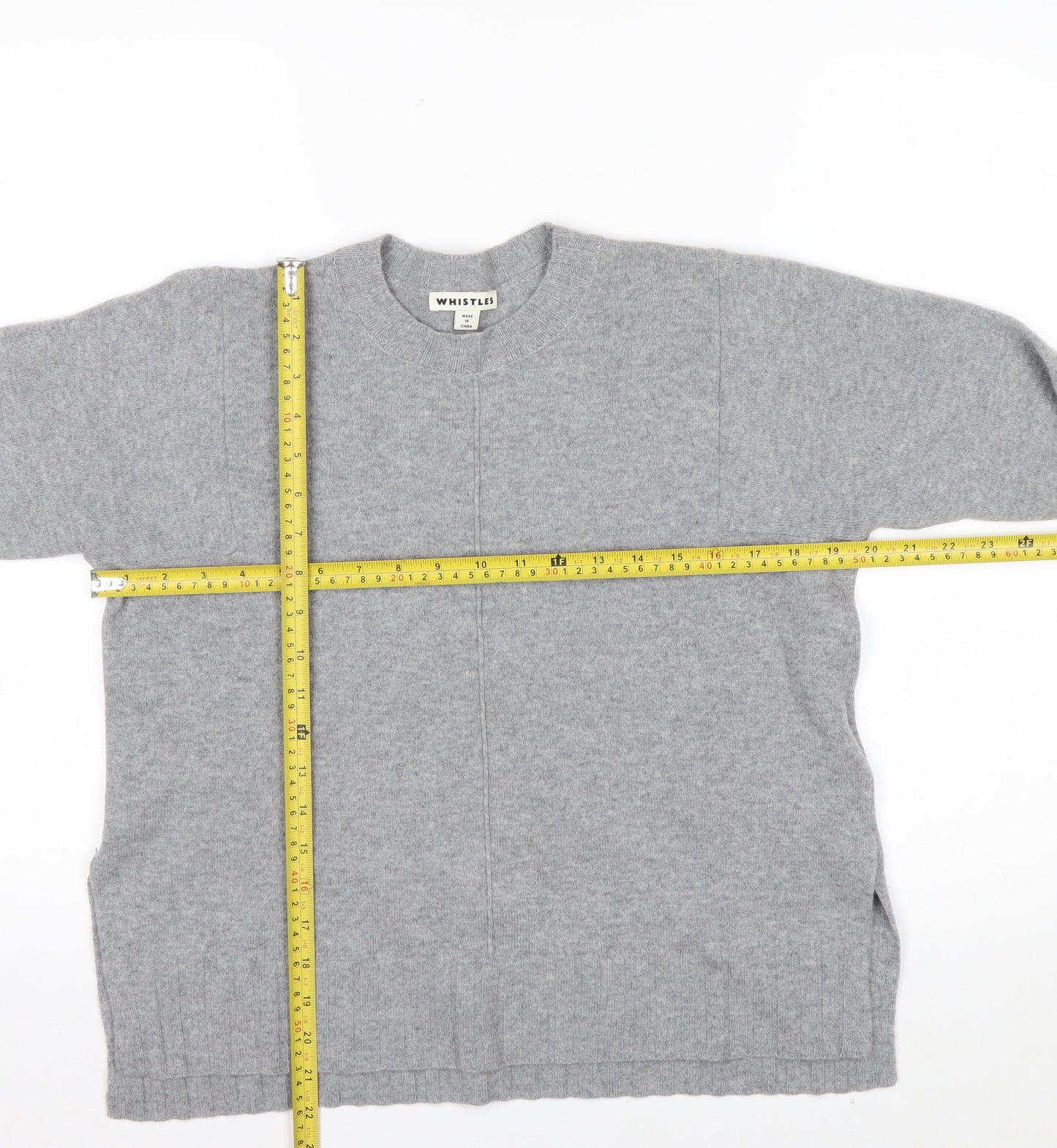 Whistles Women Grey Cashmere Pullover Jumper XS