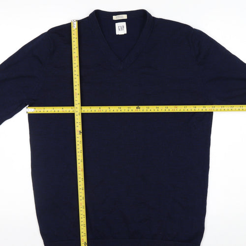 GAP Men's Blue Merino Wool V-Neck Pullover Sweater M