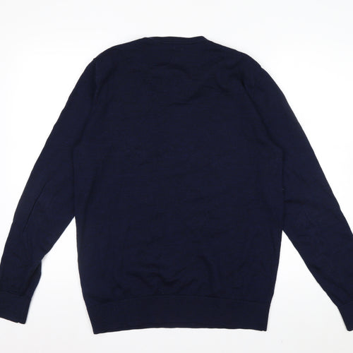 GAP Men's Blue Merino Wool V-Neck Pullover Sweater M