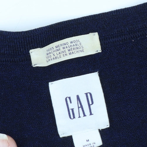 GAP Men's Blue Merino Wool V-Neck Pullover Sweater M
