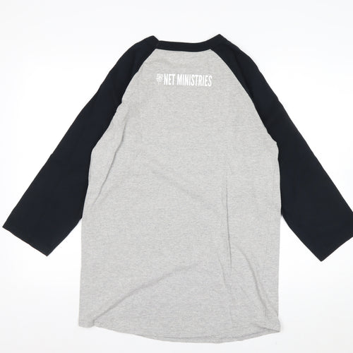 Champion Men's Grey 3/4 Sleeve Raglan Graphic Top Size M