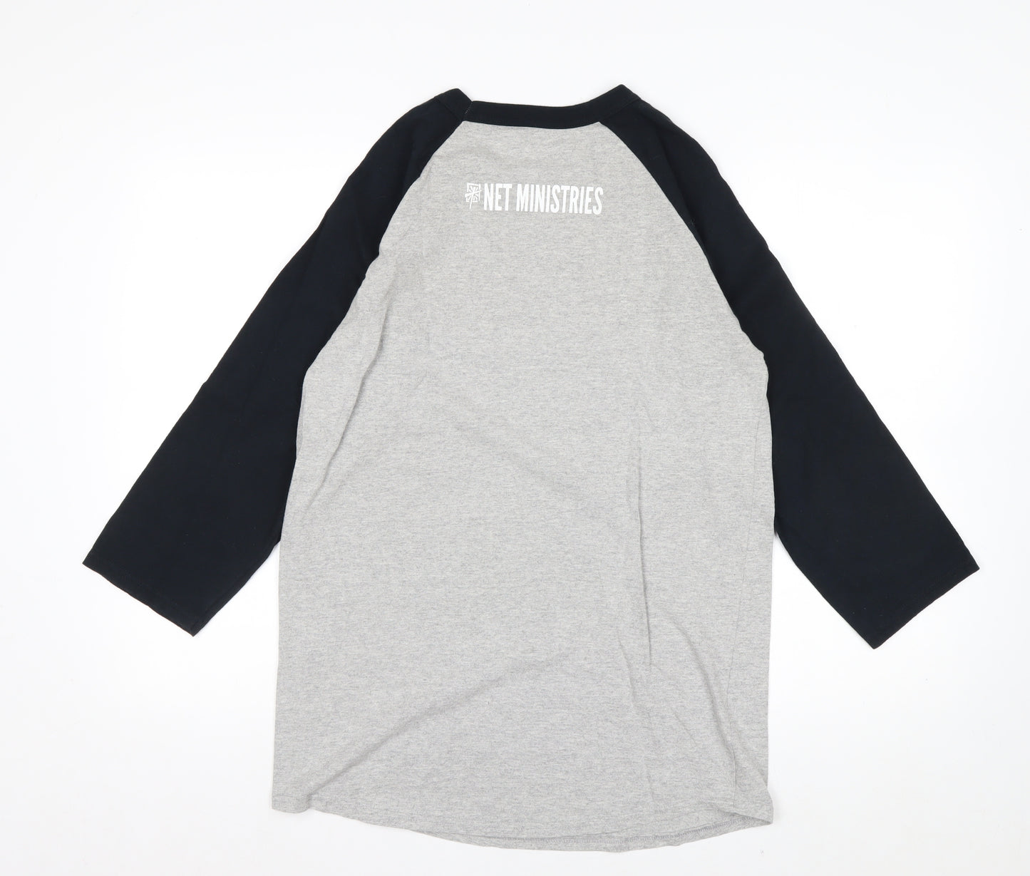 Champion Men's Grey 3/4 Sleeve Raglan Graphic Top Size M