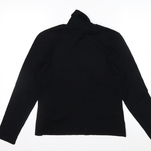 Nygard Collection Women Black Floral Embroidered Roll Neck Jumper M Petites