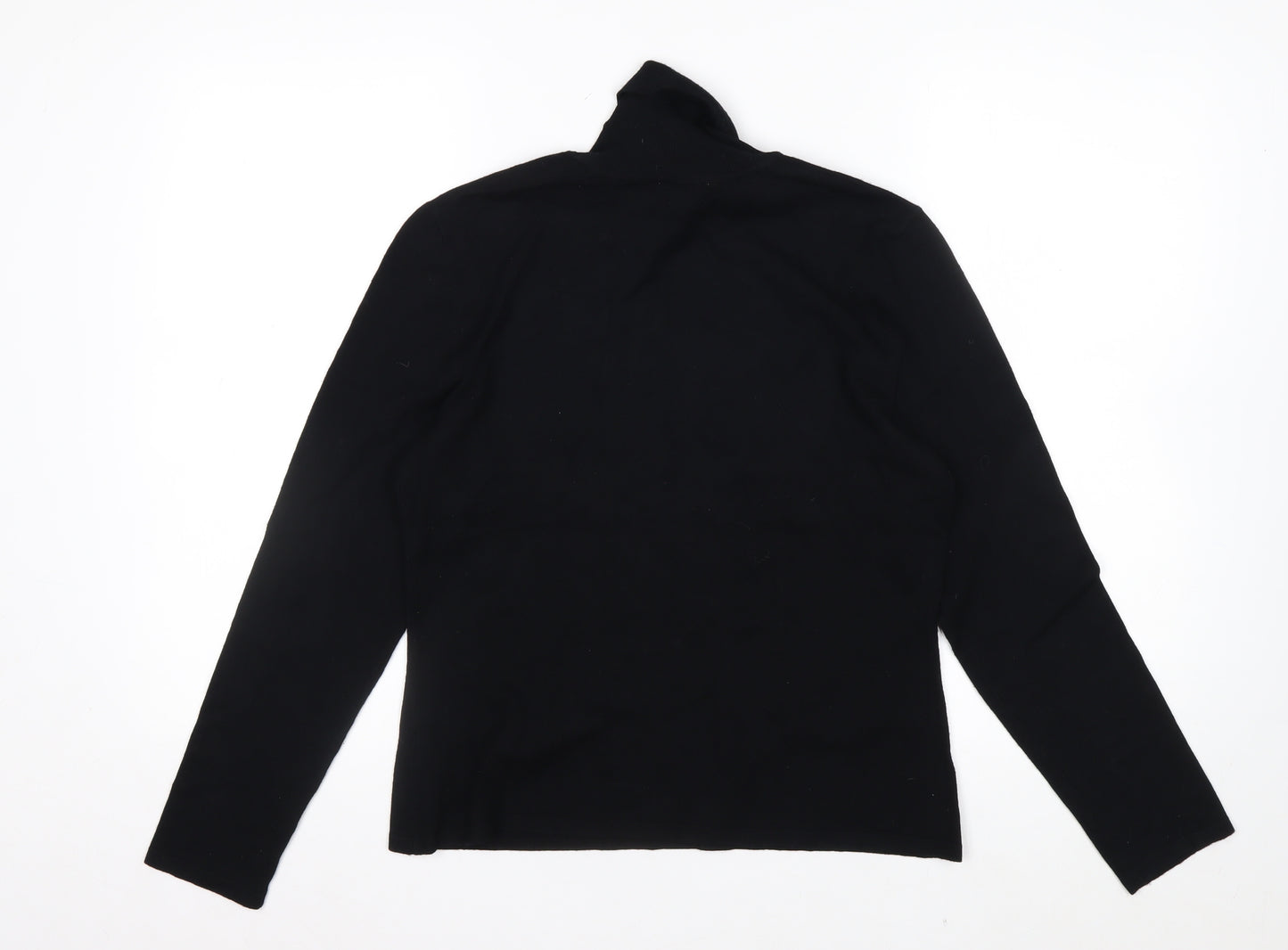 Nygard Collection Women Black Floral Embroidered Roll Neck Jumper M Petites