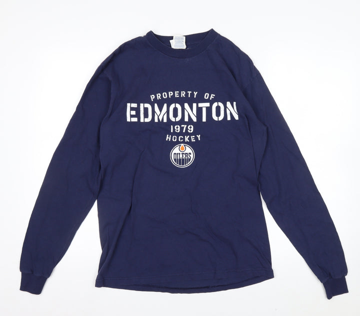 NHL Edmonton Oilers Men's Blue Long Sleeve Cotton T-Shirt M