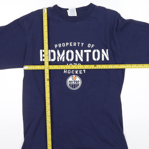 NHL Edmonton Oilers Men's Blue Long Sleeve Cotton T-Shirt M