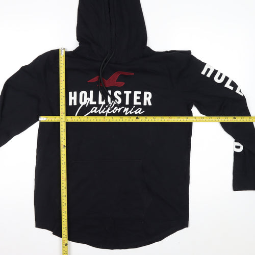 Hollister Men's Black Pullover Hoodie Small Cotton Graphic Logo
