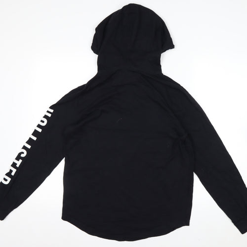 Hollister Men's Black Pullover Hoodie Small Cotton Graphic Logo