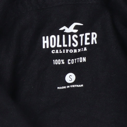 Hollister Men's Black Pullover Hoodie Small Cotton Graphic Logo