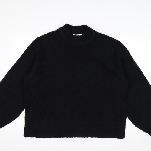 Marks and Spencer Women’s Black Mock Neck Wool Blend Jumper L