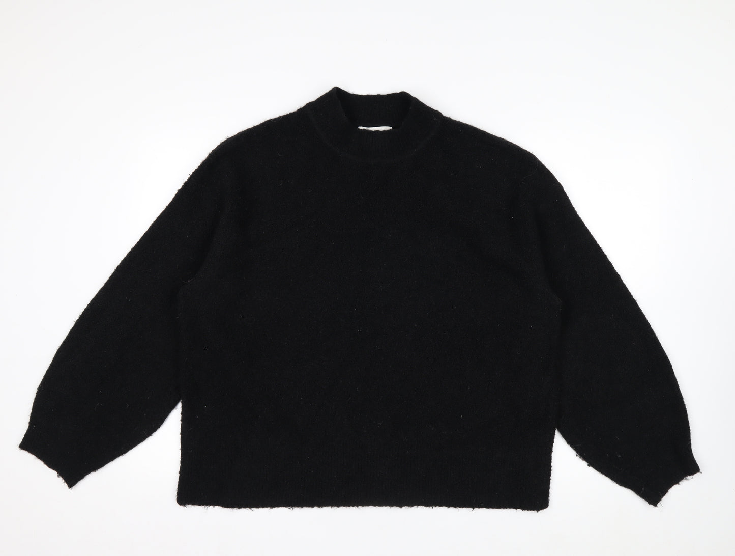 Marks and Spencer Women’s Black Mock Neck Wool Blend Jumper L
