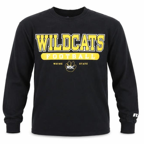 Russell Athletic Men's Black Long Sleeve Wildcats Football T-Shirt Size S