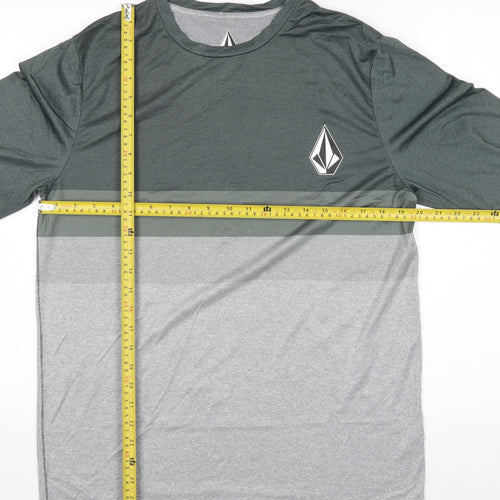 Volcom Men’s Grey Colourblock Long Sleeve UV T-Shirt Size L
