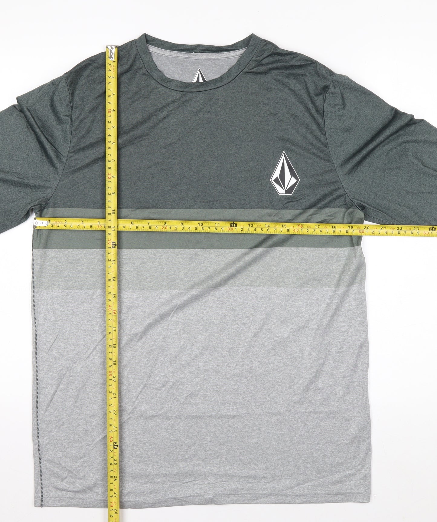 Volcom Men’s Grey Colourblock Long Sleeve UV T-Shirt Size L