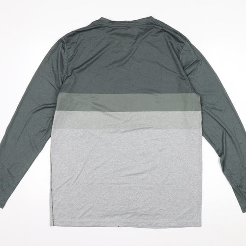 Volcom Men’s Grey Colourblock Long Sleeve UV T-Shirt Size L