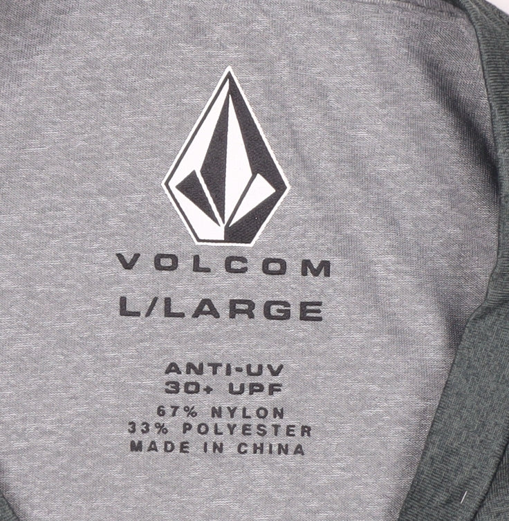 Volcom Men’s Grey Colourblock Long Sleeve UV T-Shirt Size L