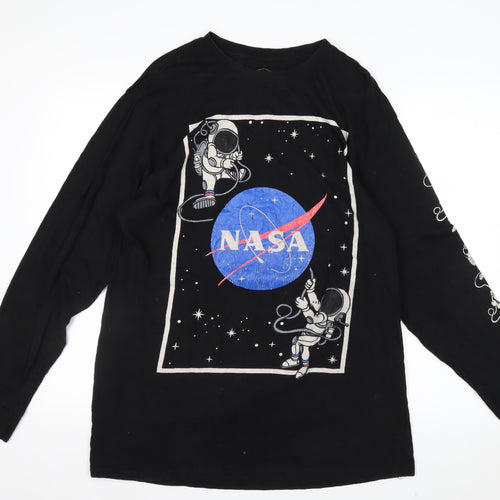 Eighty Eight Men's Black NASA Long Sleeve Graphic T-Shirt Size L