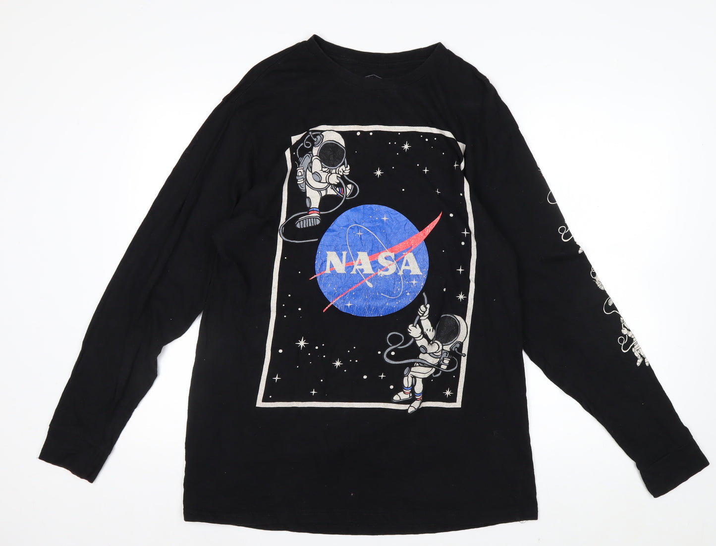 Eighty Eight Men's Black NASA Long Sleeve Graphic T-Shirt Size L