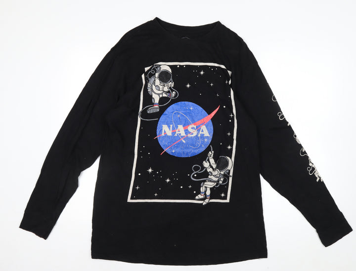 Eighty Eight Men's Black NASA Long Sleeve Graphic T-Shirt Size L