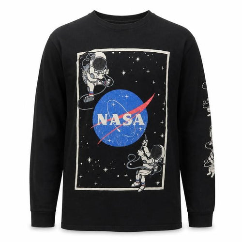 Eighty Eight Men's Black NASA Long Sleeve Graphic T-Shirt Size L