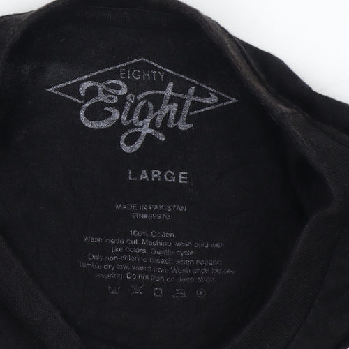 Eighty Eight Men's Black NASA Long Sleeve Graphic T-Shirt Size L