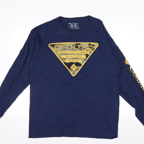 Columbia Men's Blue PHG Long Sleeve Cotton Hunting T-Shirt Size L