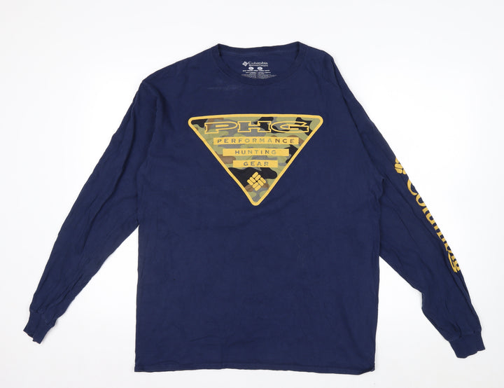 Columbia Men's Blue PHG Long Sleeve Cotton Hunting T-Shirt Size L
