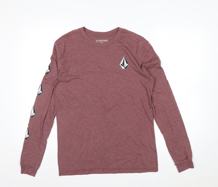 Volcom Men’s Red Long Sleeve Graphic Logo Crew Neck Top Size S