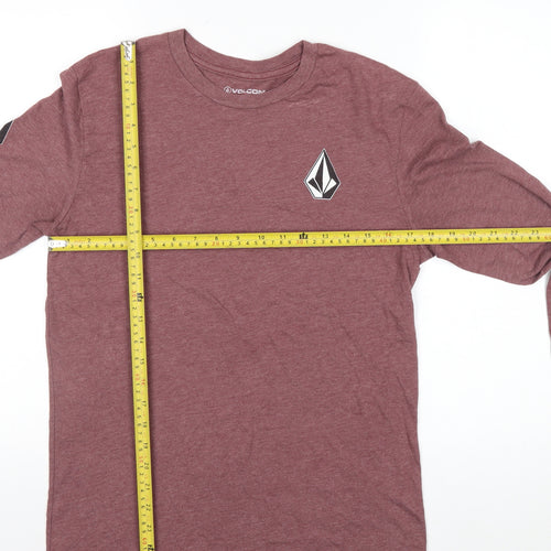 Volcom Men’s Red Long Sleeve Graphic Logo Crew Neck Top Size S