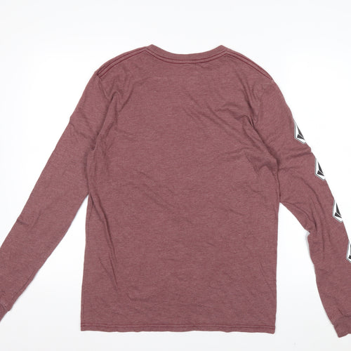 Volcom Men’s Red Long Sleeve Graphic Logo Crew Neck Top Size S