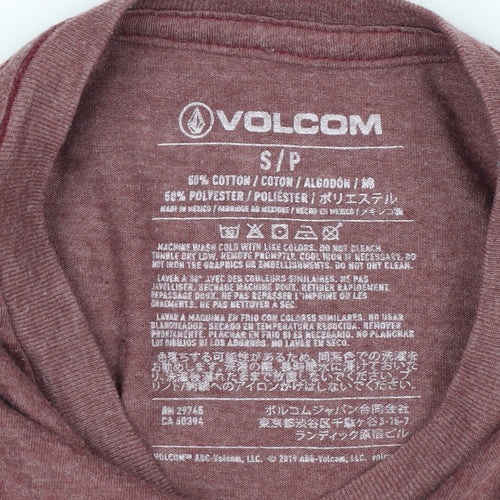 Volcom Men’s Red Long Sleeve Graphic Logo Crew Neck Top Size S