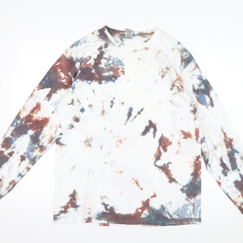 Gildan Men’s Multicoloured Tie-Dye Long Sleeve Cotton T-Shirt M