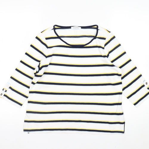Marks and Spencer Womens Multicoloured Striped 3/4 Sleeve Jersey Top Size 14
