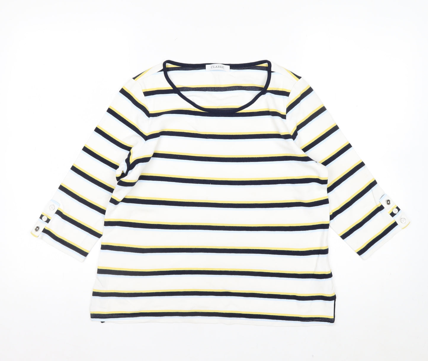 Marks and Spencer Womens Multicoloured Striped 3/4 Sleeve Jersey Top Size 14