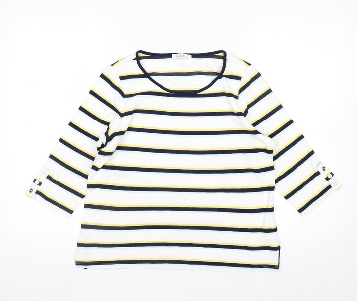 Marks and Spencer Womens Multicoloured Striped 3/4 Sleeve Jersey Top Size 14