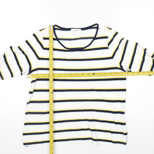 Marks and Spencer Womens Multicoloured Striped 3/4 Sleeve Jersey Top Size 14